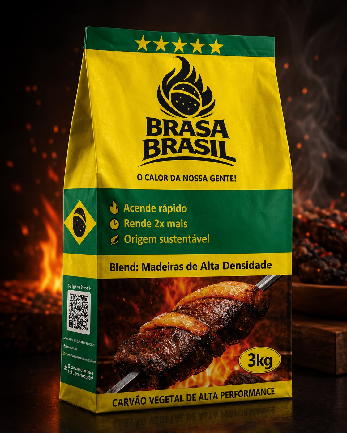 Embalagem Brasa Brasil 3kg em destaque